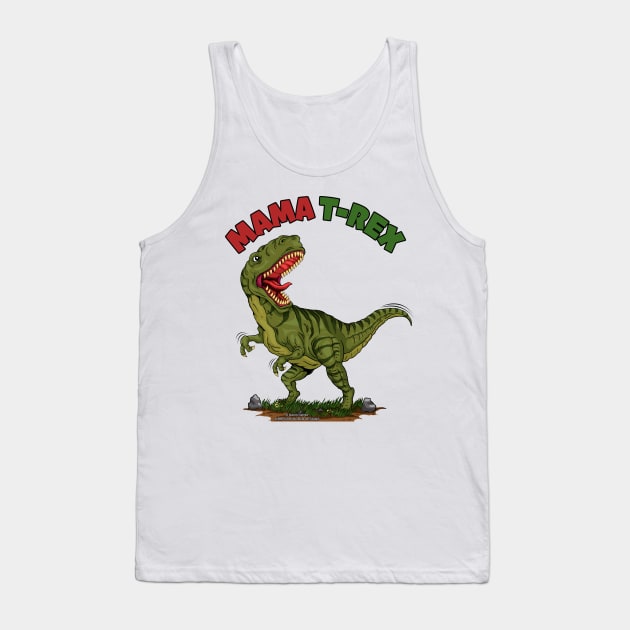 Mama T-Rex Dinosaur Funny Mothers Day Novelty Gift Tank Top by Airbrush World